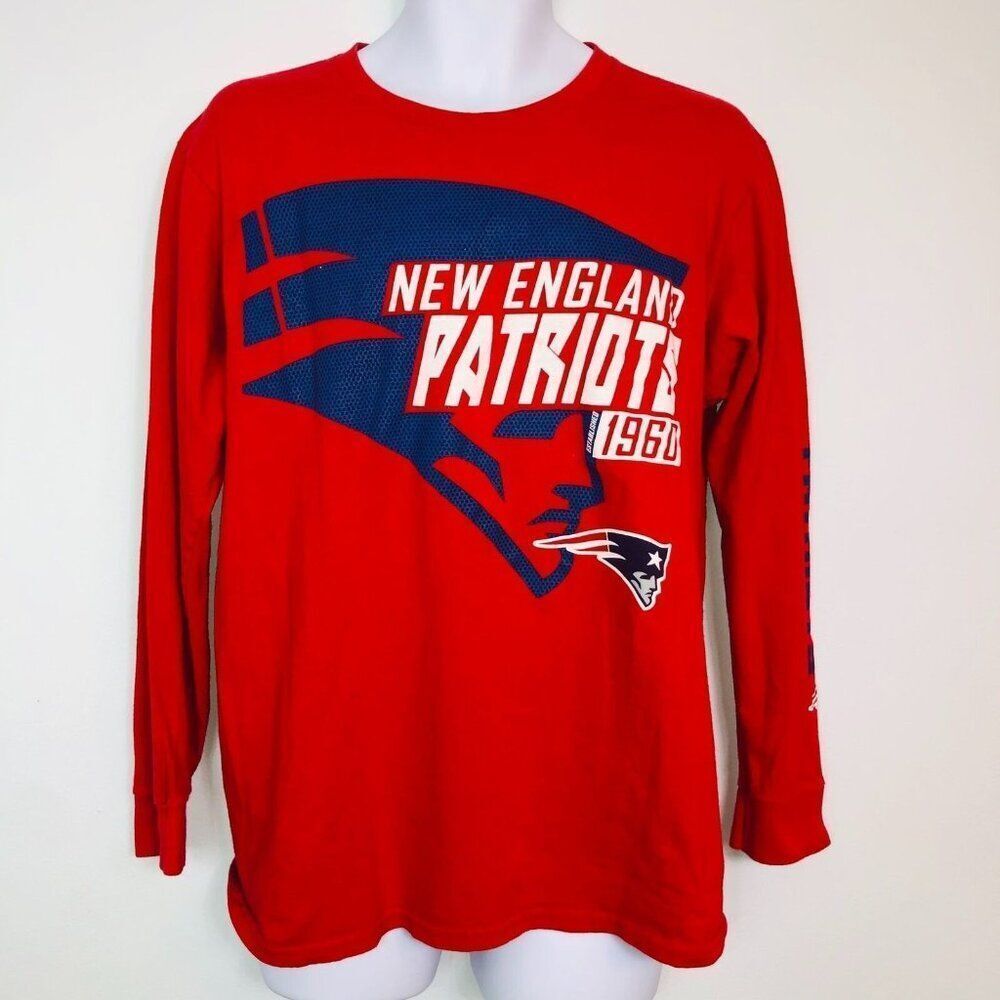 Vintage Y2K New England Patriots 1960 NFL Mens L Shirt Red Long Sleeve